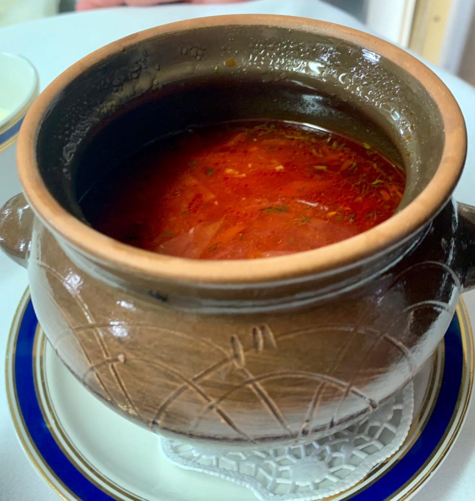 Borsht, a traditional Russian soup.