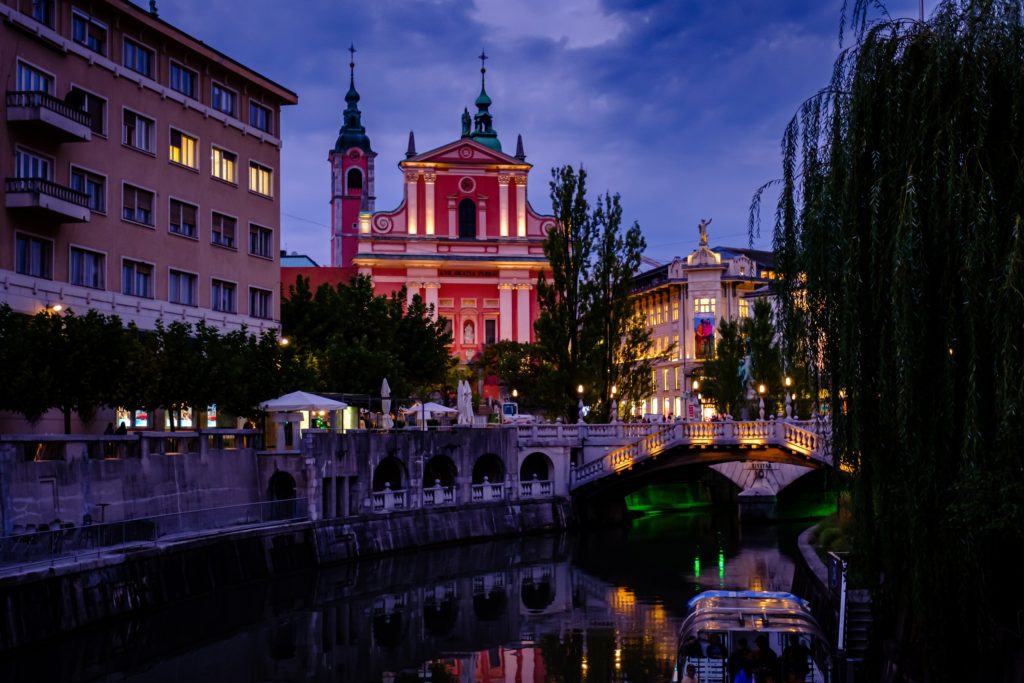 A view of the river in Ljubljana, Slovenia